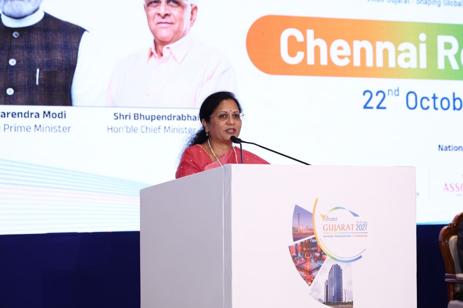 વાઇબ્રન્ટ ગુજરાત ગ્લોબલ સમિટ 2027 માટે ચેન્નાઈમાં રોડ-શો યોજાયો,રોડ-શોમાં ઔદ્યોગિક સહયોગ માટેની તકો પર ભાર મુકાયો